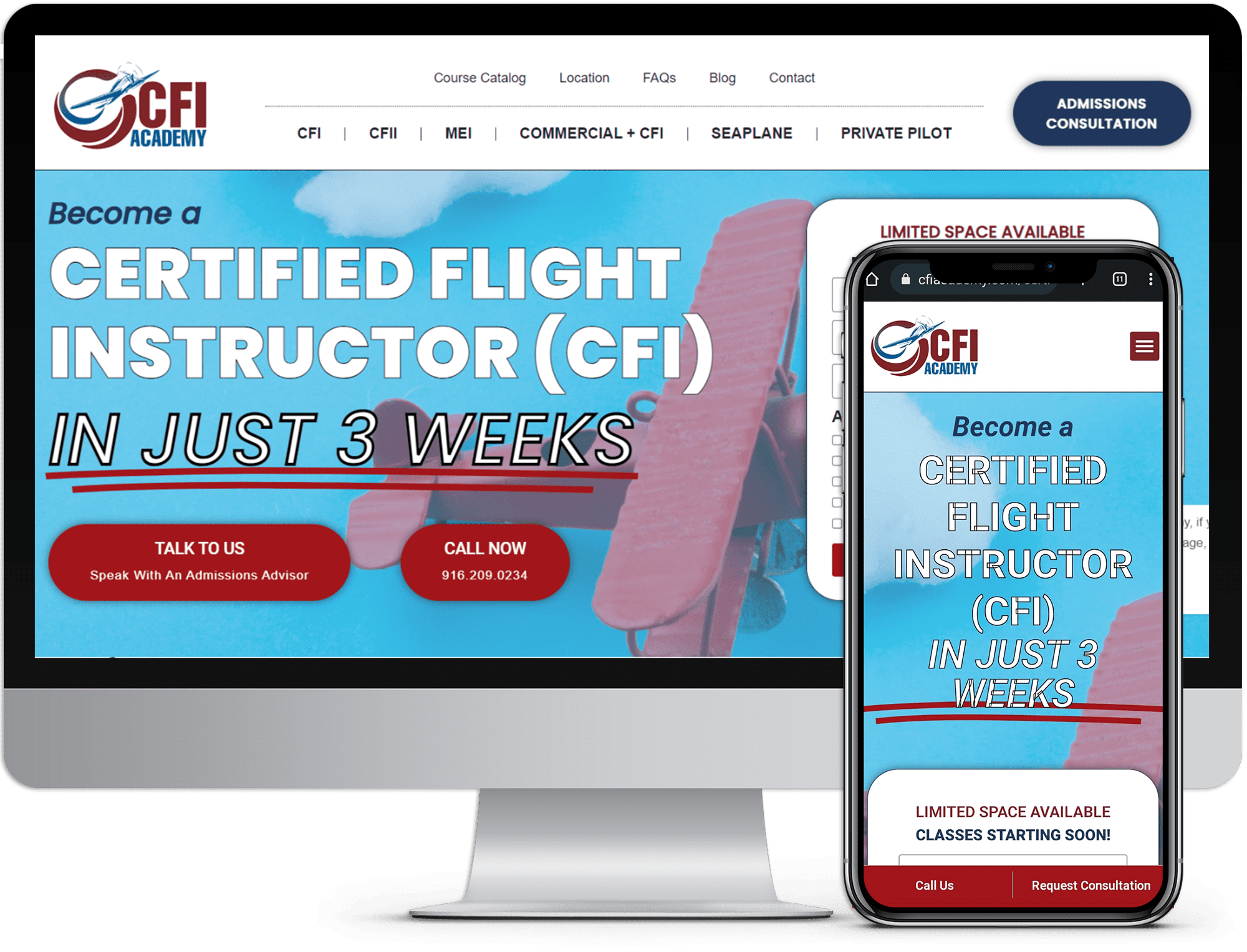 CFI Academy website design desktop & mobile view showcased in our portfolio